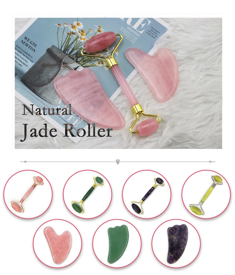 Wholesale Anti Aging Face Massage Pure Natural Green Aventurine Gua Sha Tool Set Aventurine Jade Roller