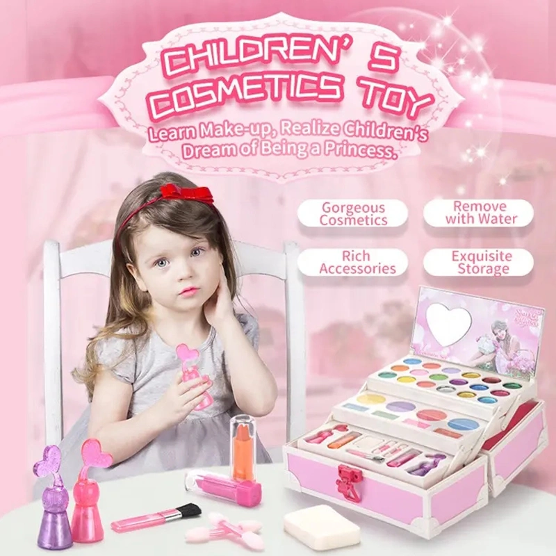 Wholesale Children Beauty Make-up Box Toys Kids Toy Pretty Dressing Games Girls Portable Pretend Cosmetic Set Gift DIY Makeup Set